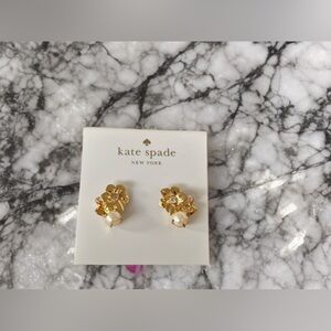Kate Spade Gold Pearl CZ Flower Earrings